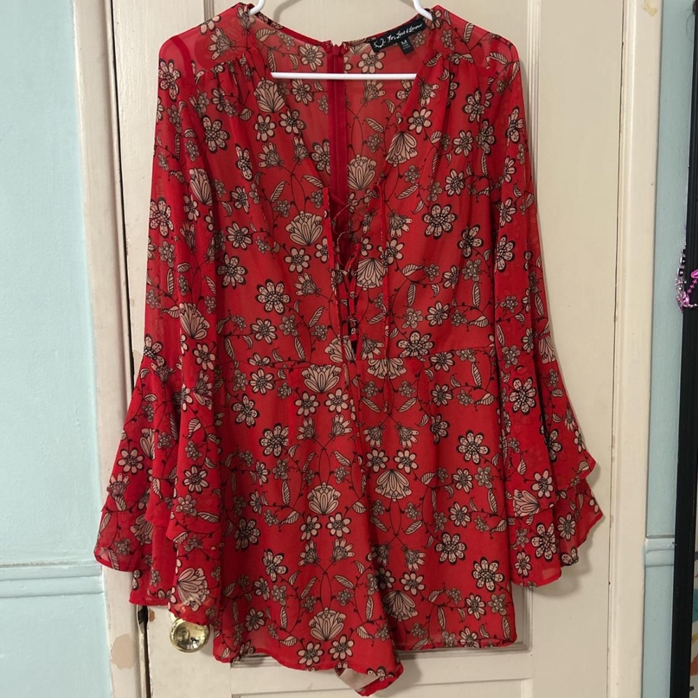For Love And Lemons Red Floral Romper